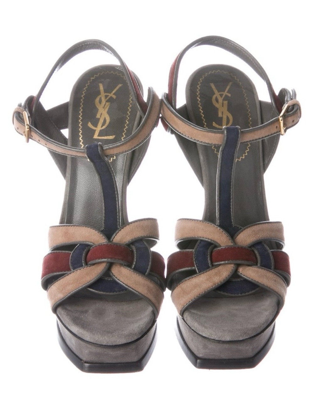 YSL Saint Laurent Suede T-Strap Sandals